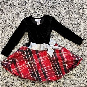 Bonnie Jean Black and Red Plaid Formal Dress